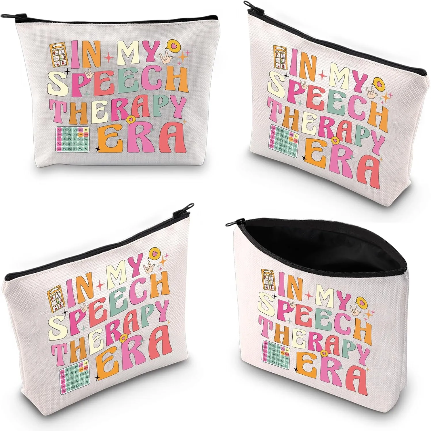 XYANFA Speech Therapist Gift Makeup Bag Speech Language Pathologist Gift Appreciation Gift Speech Therapy Cosmetic Bag (Cotton, SPEECH THERAPY 1)