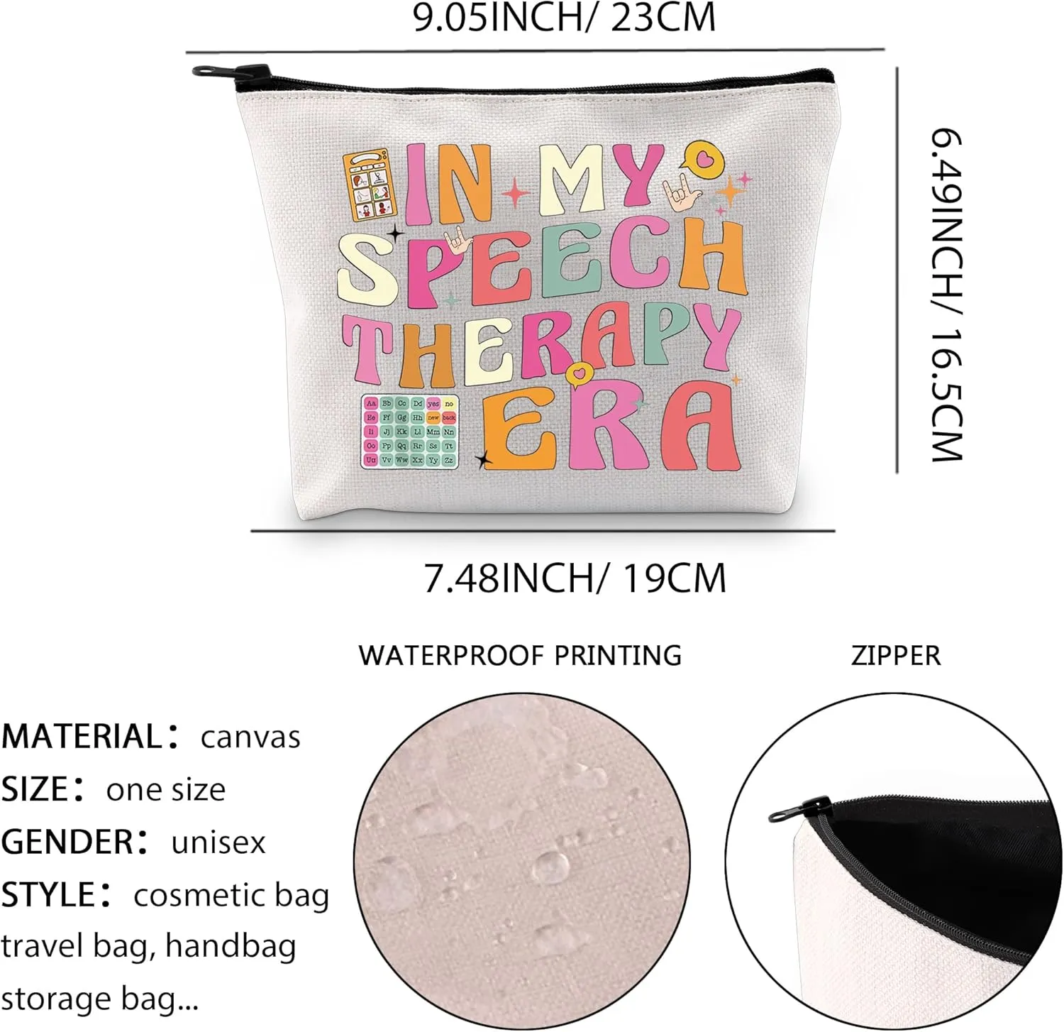 XYANFA Speech Therapist Gift Makeup Bag Speech Language Pathologist Gift Appreciation Gift Speech Therapy Cosmetic Bag (Cotton, SPEECH THERAPY 1)