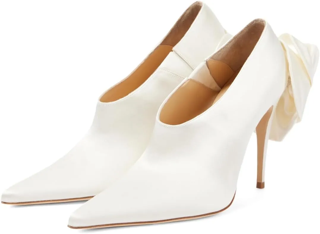 XYD Women Oversized Satin Flower Pumps Sexy Pointed Toe High Heels Stiletto Shoes for Evening Event Formal