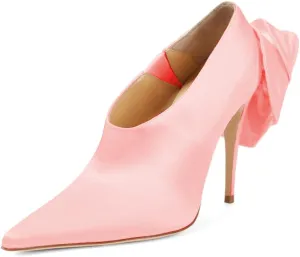 XYD Women Oversized Satin Flower Pumps Sexy Pointed Toe High Heels Stiletto Shoes for Evening Event Formal