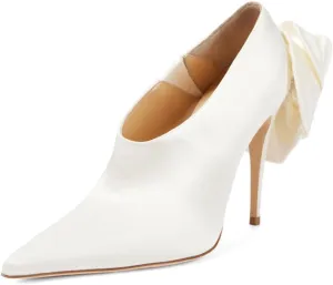 XYD Women Oversized Satin Flower Pumps Sexy Pointed Toe High Heels Stiletto Shoes for Evening Event Formal