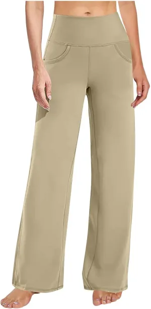 Yoga Wide Leg Pants for Women High Waist Tummy Control Lounge Pants Active Skinny Stretchy Full Length Yoga Leggings