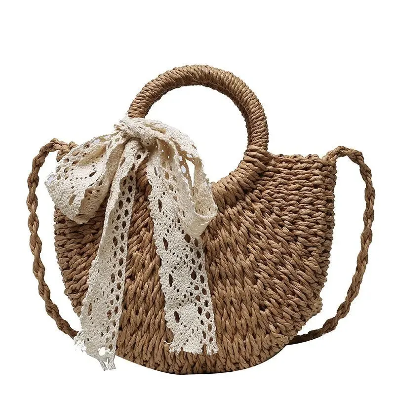 Yogodlns Handmade Rattan Straw Crossbody Bag