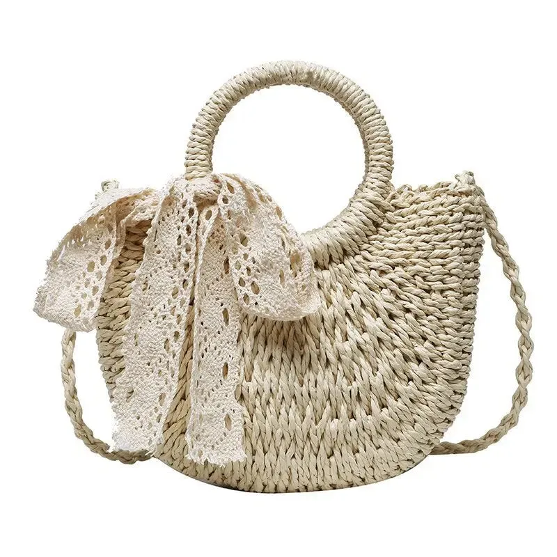 Yogodlns Handmade Rattan Straw Crossbody Bag