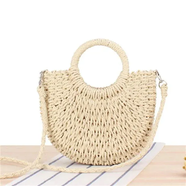 Yogodlns Handmade Rattan Straw Crossbody Bag