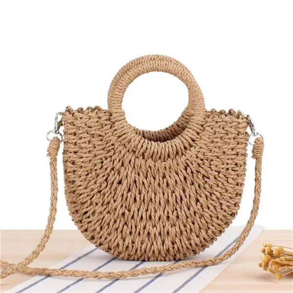 Yogodlns Handmade Rattan Straw Crossbody Bag
