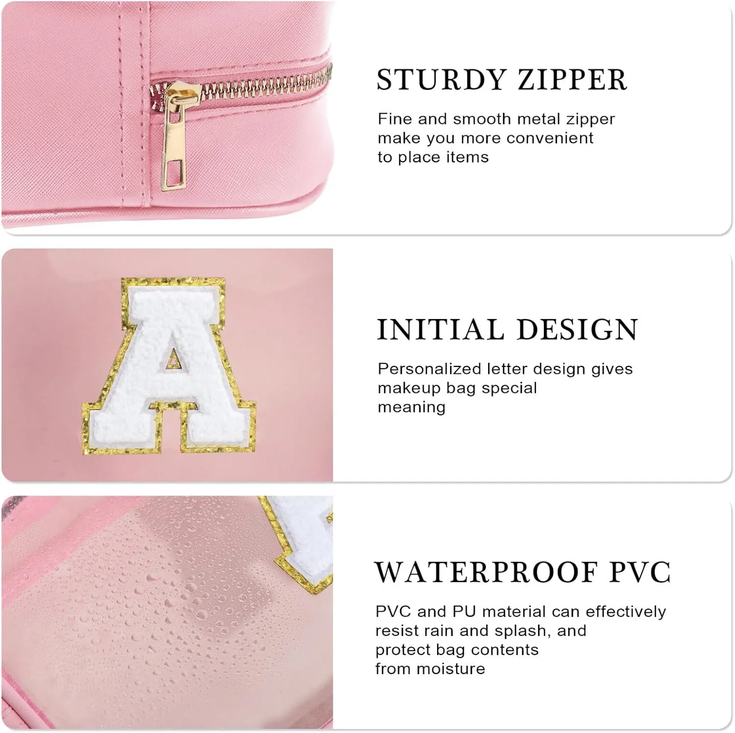 YOOLIFE Birthday Gifts Clear Makeup Bag Cosmetic Bag Pink Preppy Stuff Travel Accessories Makeup Pouch Birthday Gift for 4 5 6 7 8 9 10 11 12 Year Old Girls Graduation Teacher Gift K