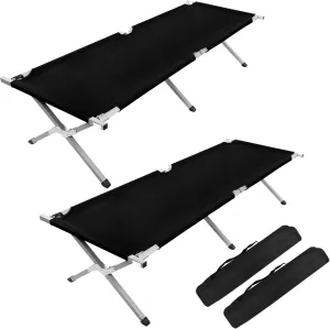YSSOA Folding Camping Cot with Storage Bag for Adults, Portable and Lightweight Sleeping Bed for Outdoor Traveling, Hiking, Easy to Set up (Color: Black), 2 Pack