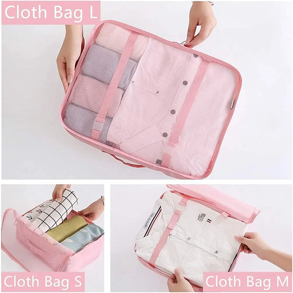 yuangaoshow Travel Luggage Organizer, 9 Piece (Pink)