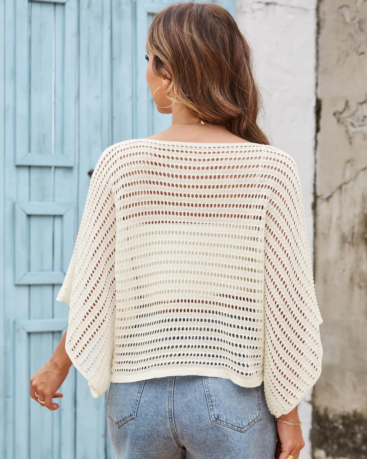 ZAFUL Women Swimsuit Crochet Swim Cover Up 2025 Summer Casual Loose Mesh Knit Beach Vacation Tops