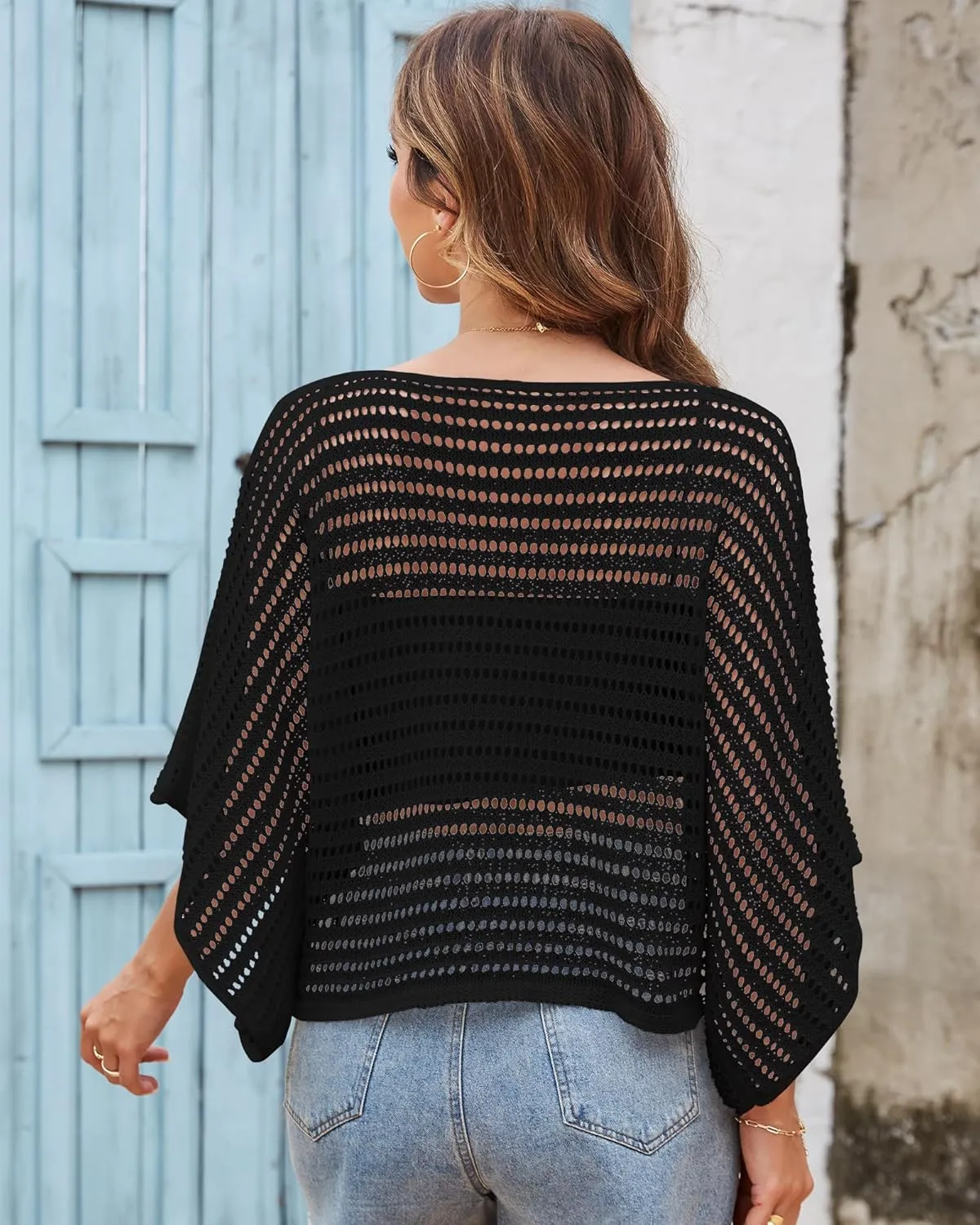 ZAFUL Women Swimsuit Crochet Swim Cover Up 2025 Summer Casual Loose Mesh Knit Beach Vacation Tops