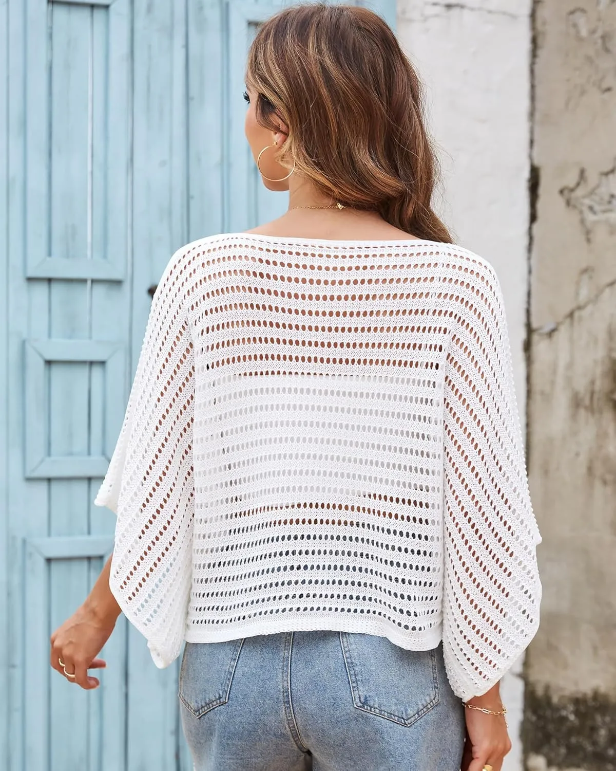 ZAFUL Women Swimsuit Crochet Swim Cover Up 2025 Summer Casual Loose Mesh Knit Beach Vacation Tops