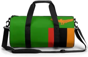 Zambia Flag Sports Duffel Bag for Men Women Gym Bag with Wet Pocket Weekender