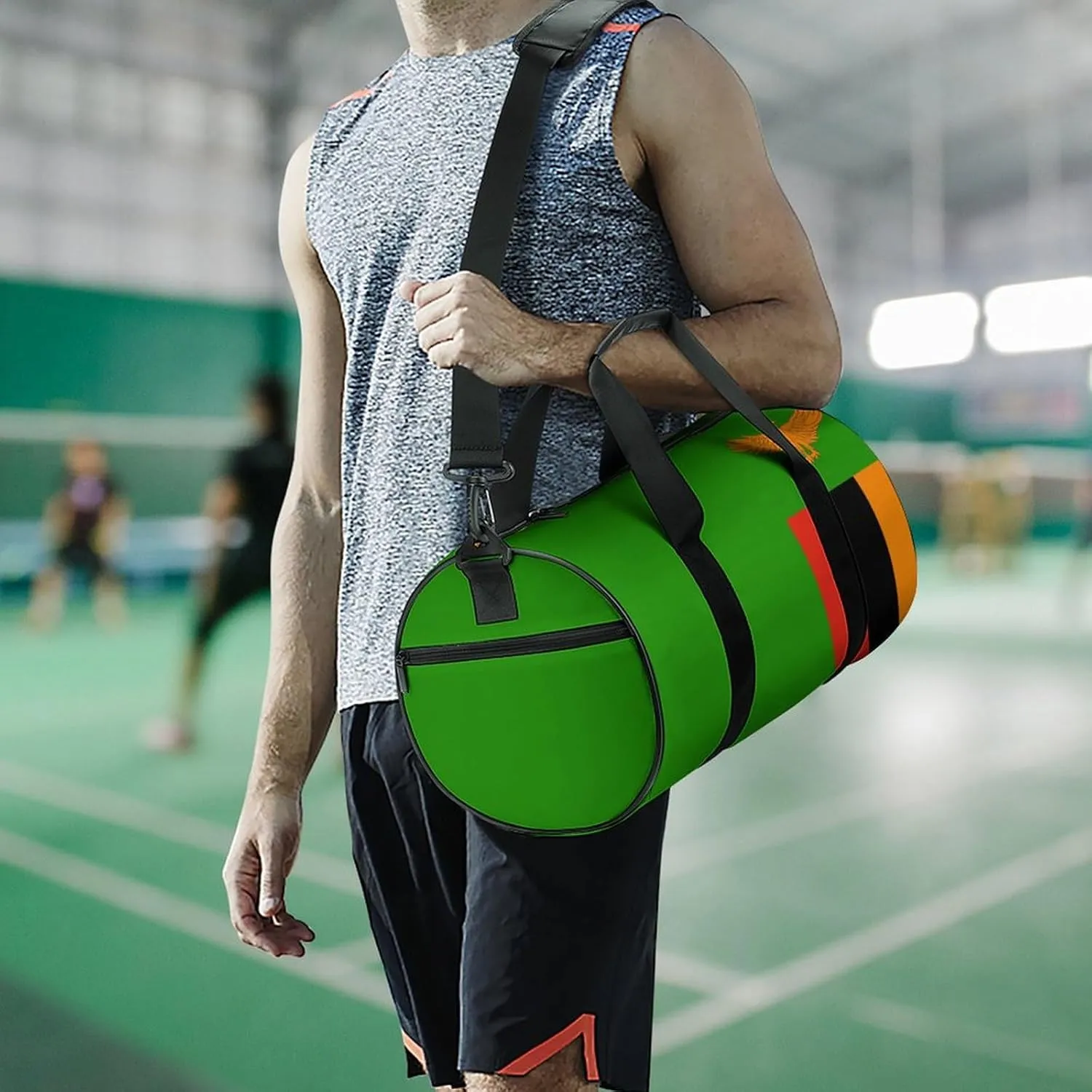 Zambia Flag Sports Duffel Bag for Men Women Gym Bag with Wet Pocket Weekender
