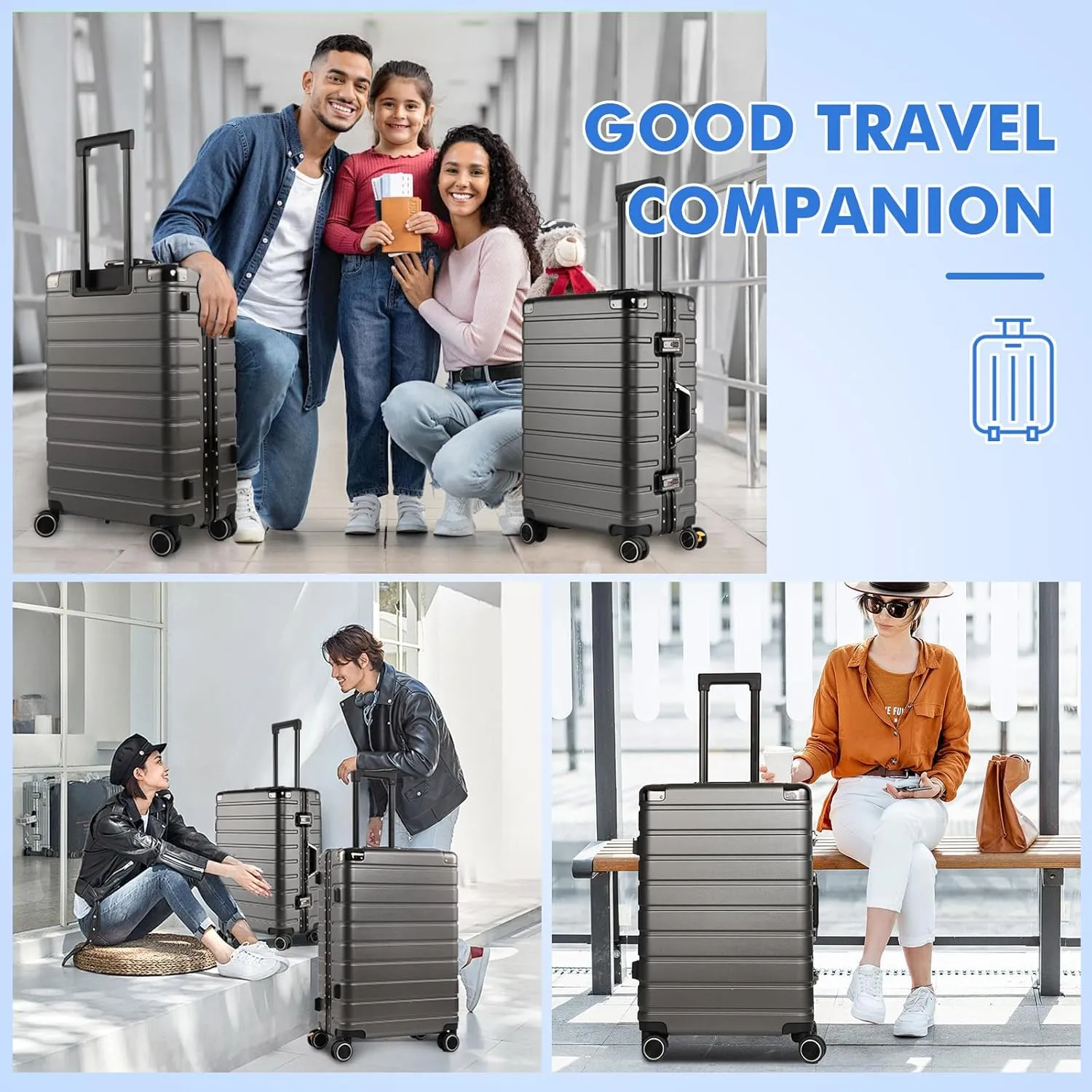 Zipperless Luggage | 20 Inch Airline Approved | TSA Lock, Scratch-Proof Hardshell & Silent Wheels | Lightweight Carry-On for Business Travel (Gray)