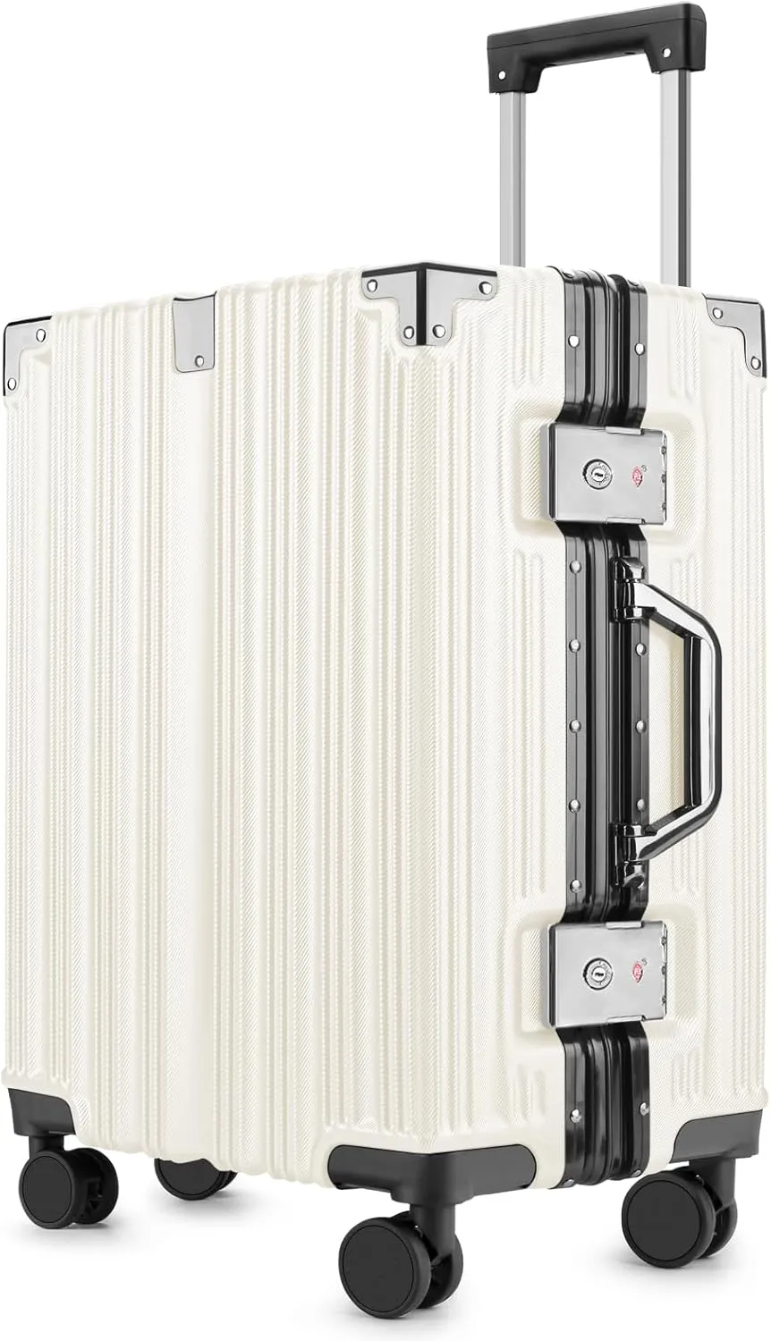 Zipperless Luggage | 20 Inch Airline Approved | TSA Lock, Scratch-Proof Hardshell & Silent Wheels | Lightweight Carry-On for Business Travel (White)