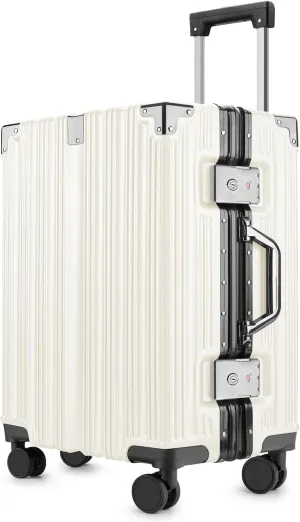Zipperless Luggage | 20 Inch Airline Approved | TSA Lock, Scratch-Proof Hardshell & Silent Wheels | Lightweight Carry-On for Business Travel (White)