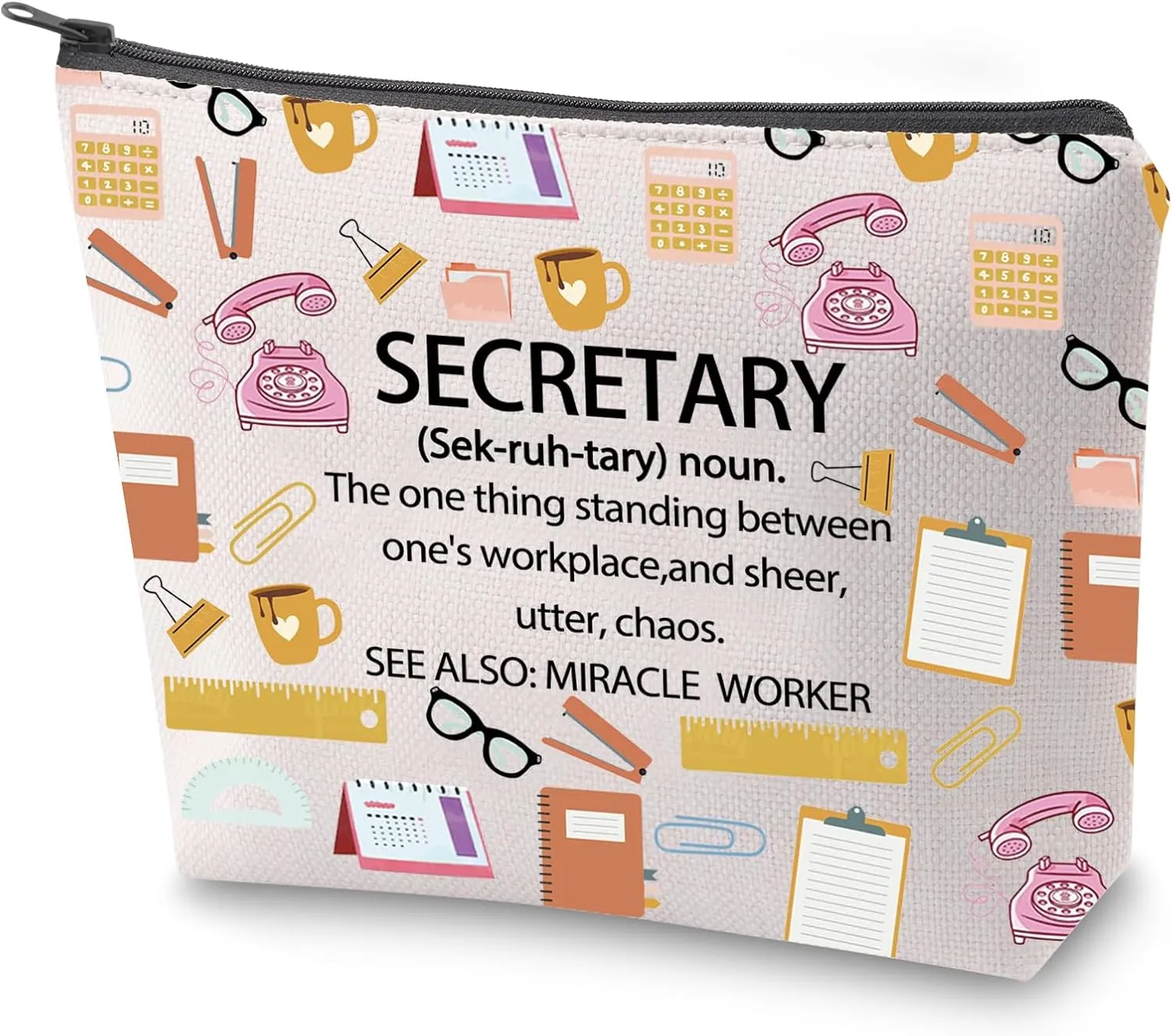 ZJXHPO Secretary Definition Cosmetic Bag Secretary Appreciation Gift Secretary Survival Kit Secretary Retirement Gift (Secretary Definition)